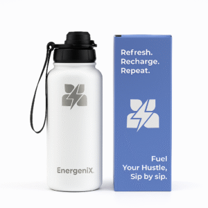 Energenix™ Alpha Prosip Bottle – 1000ml Stainless Steel Sports | Bottle Hot for 12 Hrs | Cold for 24 Hrs | Leakproof | BPA-Free | For Gym, Office, Travel & Adventure White